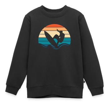 Surfer Surfen - Kinder Premium Organic Sweatshirt - Schwarz - Vorne - AI Model Kid Female (0cm)