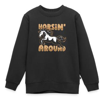 Pferd Reitsport - Kinder Premium Organic Sweatshirt - Schwarz - Vorne - AI Model Kid Female (0cm)