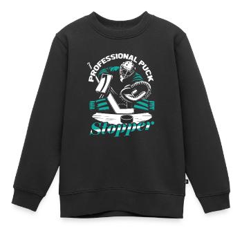 Eishockey Torwart Torwart Puck Hockey Puck - Kinder Premium Organic Sweatshirt - Schwarz - Vorne - AI Model Kid Female (0cm)