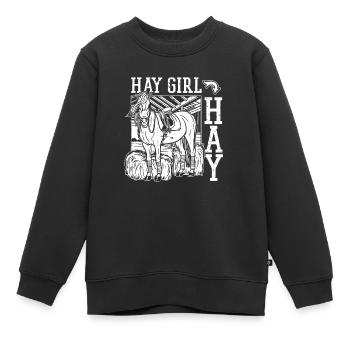 Sports équestres équestres à cheval - Sweat Premium enfant bio - noir - Devant - AI Model Kid Female (0cm)