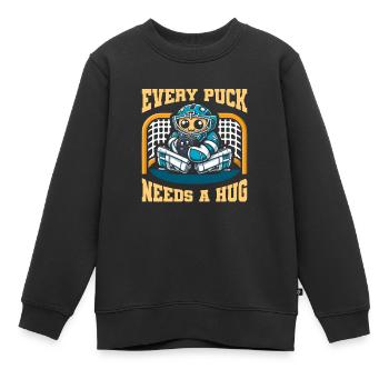 Eishockey Torwart Torwart Puck - Kinder Premium Organic Sweatshirt - Schwarz - Vorne - AI Model Kid Female (0cm)