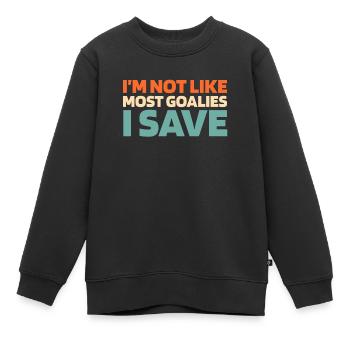 Eishockey Torwart Handschuhsparender Puck - Kinder Premium Organic Sweatshirt - Schwarz - Vorne - AI Model Kid Female (0cm)