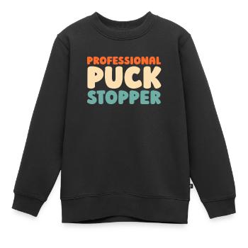 Eishockey Torwart Torwart Puck Hockey Puck - Kinder Premium Organic Sweatshirt - Schwarz - Vorne - AI Model Kid Female (0cm)