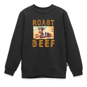 Roast Beef Kuh Urlaub Strand Sonnenbad Roastbeef - Kinder Premium Organic Sweatshirt - Schwarz - Vorne - AI Model Kid Female (0cm)