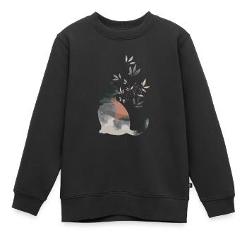 Niedliche skurrile Katzenillustration - Entzückendes Tier - Kinder Premium Organic Sweatshirt - Schwarz - Vorne - AI Model Kid Female (0cm)
