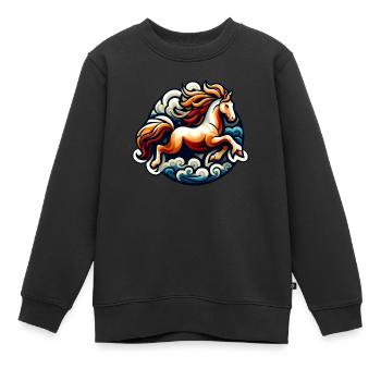 Reitkunst - Galoppierende Pferde - Kinder Premium Organic Sweatshirt - Schwarz - Vorne - AI Model Kid Female (0cm)