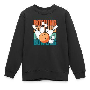 Bowling Bowlen Bowler - Kinder Premium Organic Sweatshirt - Schwarz - Vorne - AI Model Kid Female (0cm)