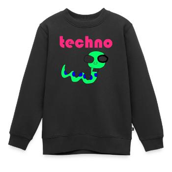 techno wurm - Kinder Premium Organic Sweatshirt - Schwarz - Vorne - AI Model Kid Female (0cm)