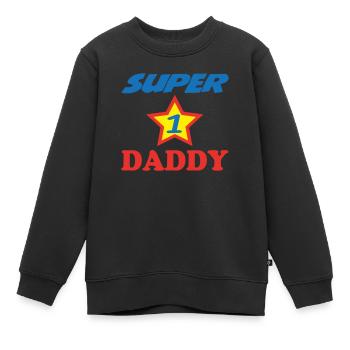 SUPER PAPA - Kinder Premium Organic Sweatshirt - Schwarz - Vorne - AI Model Kid Female (0cm)