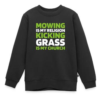 Lawn mower mowing - Kids Premium Organic Sweatshirt - black - Front - AI Model Kid Female (0cm)
