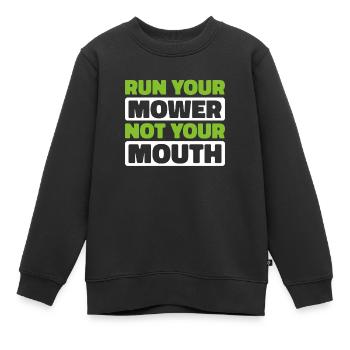 Lawn mower mowing - Kids Premium Organic Sweatshirt - black - Front - AI Model Kid Female (0cm)