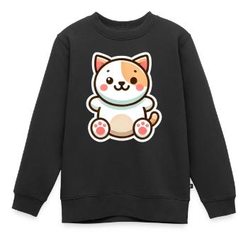 Niedliche Katze - Kinder Premium Organic Sweatshirt - Schwarz - Vorne - AI Model Kid Female (0cm)