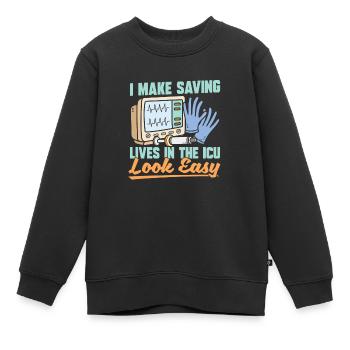 Infirmière en soins intensifs - Sweat Premium enfant bio - noir - Devant - AI Model Kid Female (0cm)
