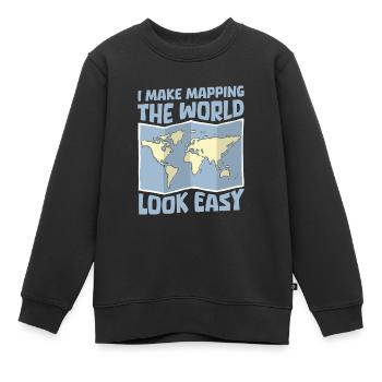 Géographe de géographie - Sweat Premium enfant bio - noir - Devant - AI Model Kid Female (0cm)