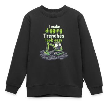 Opérateur d’excavatrice - Sweat Premium enfant bio - noir - Devant - AI Model Kid Female (0cm)