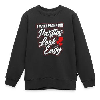 Organisateur d’événements - Sweat Premium enfant bio - noir - Devant - AI Model Kid Female (0cm)