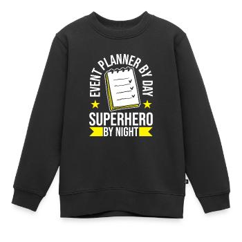 Organisateur d’événements - Sweat Premium enfant bio - noir - Devant - AI Model Kid Female (0cm)