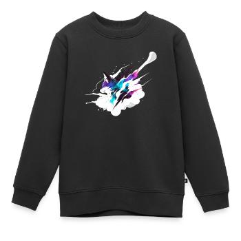 Renard cosmique - Sweat Premium enfant bio - noir - Devant - AI Model Kid Female (0cm)
