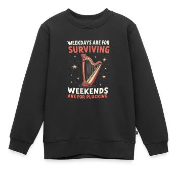 Harfe - Kinder Premium Organic Sweatshirt - Schwarz - Vorne - AI Model Kid Female (0cm)