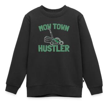 Lawn mower mowing - Kids Premium Organic Sweatshirt - black - Front - AI Model Kid Female (0cm)