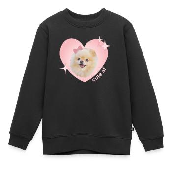 Cute AF Pomeranian - Kinder Premium Organic Sweatshirt - Schwarz - Vorne - AI Model Kid Female (0cm)