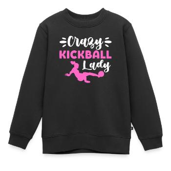 Crazy Kickball Lady Soccer Maman Jeux De Terrain De Jeu - Sweat Premium enfant bio - noir - Devant - AI Model Kid Female (0cm)