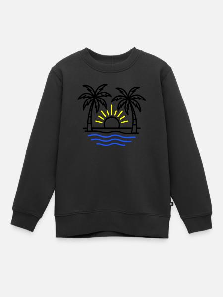 Summer Palm Trees Beach - Kids Premium Organic Sweatshirt - black