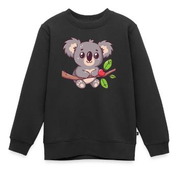 Happy koala ours koala sur bambou - Sweat Premium enfant bio - noir - Devant - AI Model Kid Female (0cm)