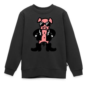 Coole Sau - Kinder Premium Organic Sweatshirt - Schwarz - Vorne - AI Model Kid Female (0cm)