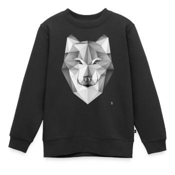 AD Geometric Wolf - Kinder Premium Organic Sweatshirt - Schwarz - Vorne - AI Model Kid Female (0cm)