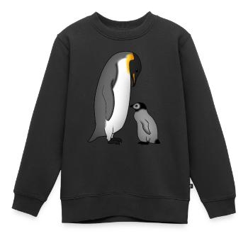 Manchot empereur avec bébé - Sweat Premium enfant bio - noir - Devant - AI Model Kid Female (0cm)