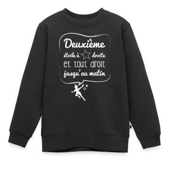 Deuxième étoile (blanc) - Sweat Premium enfant bio - noir - Devant - AI Model Kid Female (0cm)