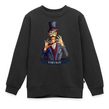 Homme Vintage - Sweat Premium enfant bio - noir - Devant - AI Model Kid Female (0cm)