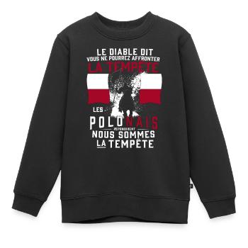 Tempête Polonais - Sweat Premium enfant bio - noir - Devant - AI Model Kid Female (0cm)