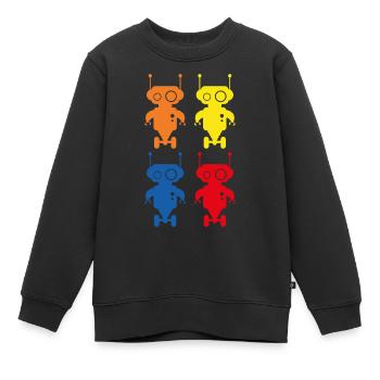 Retro Robots Roboter - Kinder Premium Organic Sweatshirt - Schwarz - Vorne - AI Model Kid Female (0cm)