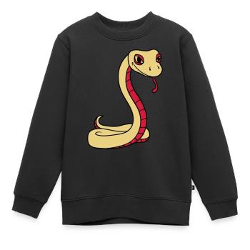 serpent visage tête gecko lézard reptile réel - Sweat Premium enfant bio - noir - Devant - AI Model Kid Female (0cm)