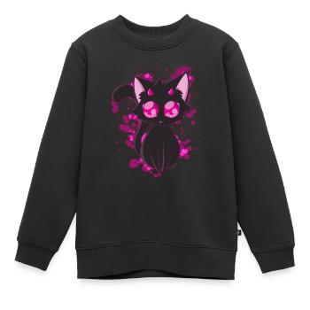 Black Devil Kitty in Pink - Kinder Premium Organic Sweatshirt - Schwarz - Vorne - AI Model Kid Female (0cm)