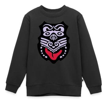 masque maori tribal tattoo ethnique - Sweat Premium enfant bio - noir - Devant - AI Model Kid Female (0cm)