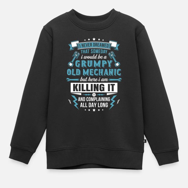 Grumpy Old Mechanic - Kids Premium Organic Sweatshirt - black