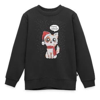Katzen Weihnachten - Kinder Premium Organic Sweatshirt - Schwarz - Vorne - AI Model Kid Female (0cm)