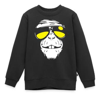 Cool Monkey - Singe cool - Sweat Premium enfant bio - noir - Devant - AI Model Kid Female (0cm)