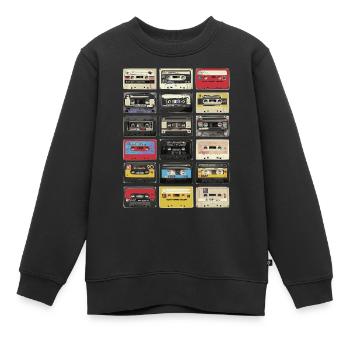 Retro Kassetten - Kinder Premium Organic Sweatshirt - Schwarz - Vorne - AI Model Kid Female (0cm)