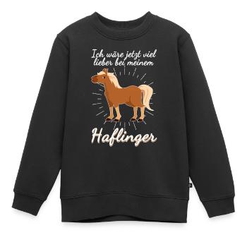 Ich wäre viel lieber bei meinem Haflinger - Kinder Premium Organic Sweatshirt - Schwarz - Vorne - AI Model Kid Female (0cm)