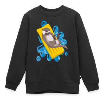OTTER FREIZEIT - Kinder Premium Organic Sweatshirt - Schwarz - Vorne - AI Model Kid Female (0cm)