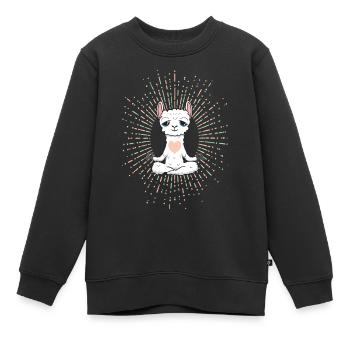 Yoga Lama in Love - Kids Premium Organic Sweatshirt - black - Front - AI Model Kid Female (0cm)