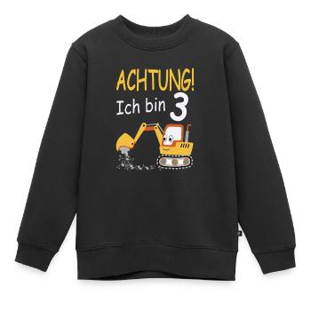 Achtung ich bin 3 - Kinder Premium Organic Sweatshirt - Schwarz - Vorne - AI Model Kid Female (0cm)