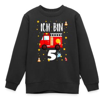 Feuerwehr Geburtstag - Ich bin 5 Jahre alt - Kinder Premium Organic Sweatshirt - Schwarz - Vorne - AI Model Kid Female (0cm)
