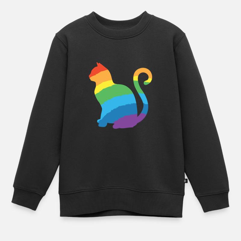 chat arc en ciel - Sweat Premium enfant bio - noir