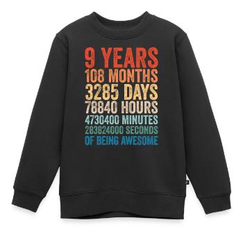 9e anniversaire 9 ans cadeau rétro Vinatge - Sweat Premium enfant bio - noir - Devant - AI Model Kid Female (0cm)