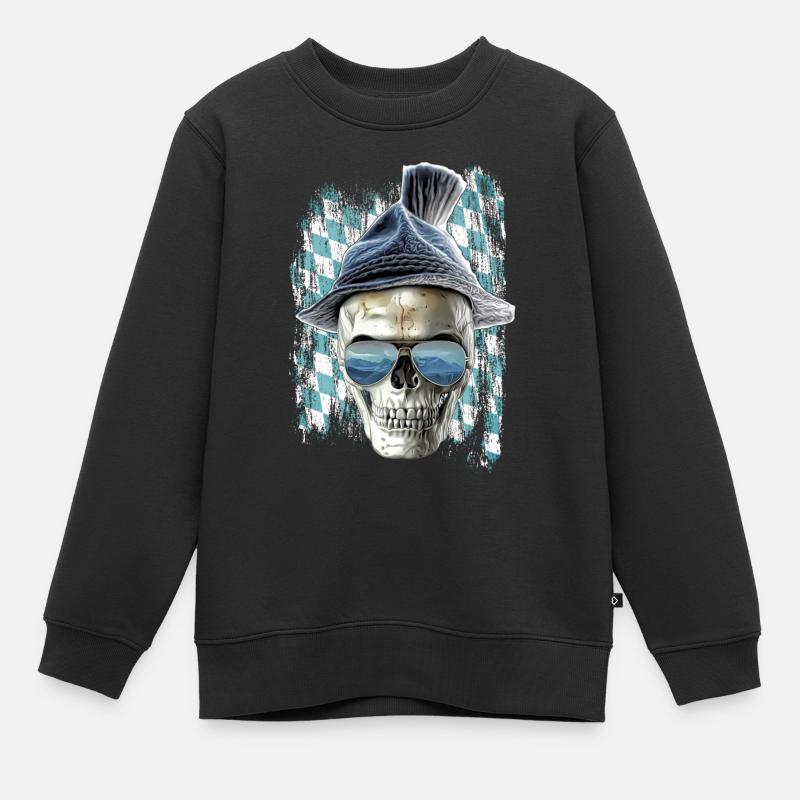 Bavarian skull - Kinder Premium Organic Sweatshirt - Schwarz